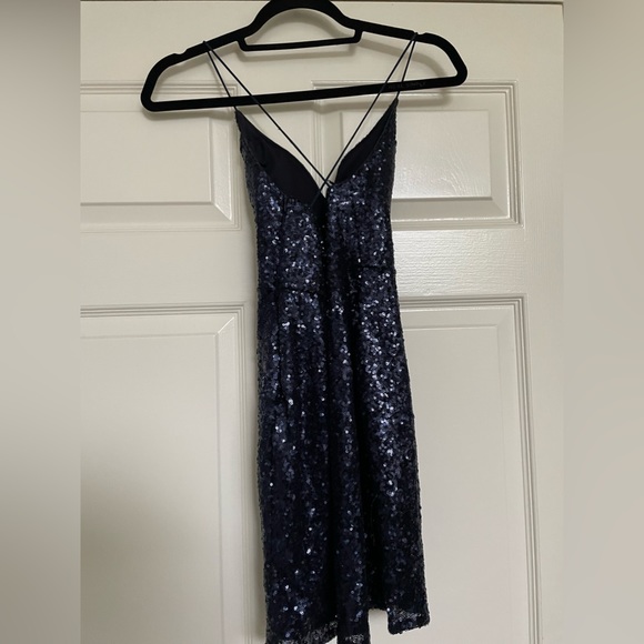 Hello Molly Dark Blue Sequin Mini Formal Dress - Picture 2 of 3